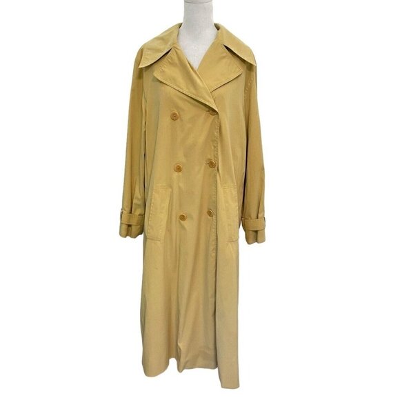 CELINE Trench Coat Double Breasted Classic Yellow Made in France Authentic sz 4 - Picture 1 of 16